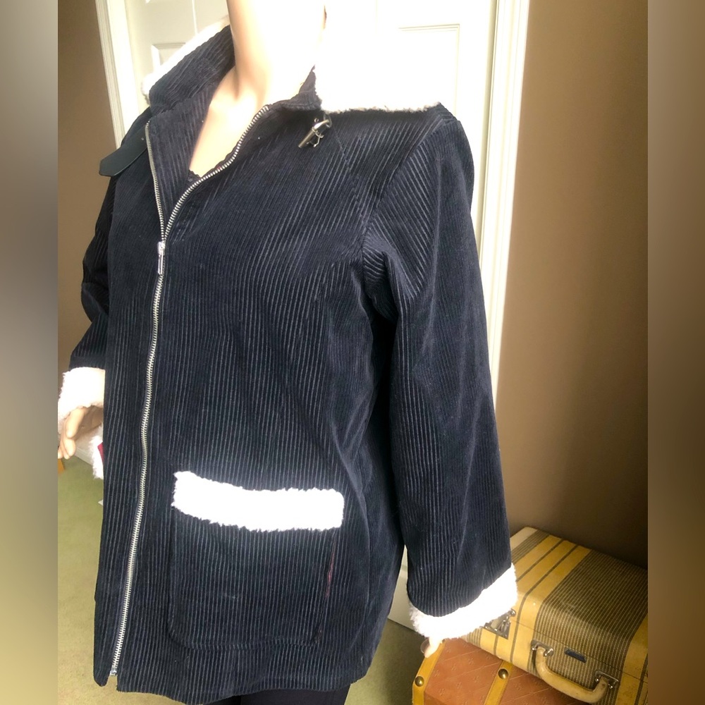 Honey Punch Corduroy Jacket - Black - Sheep wool look trim
